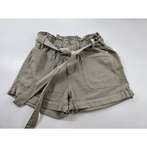 Luminary size S Small luxury green paper bag shorts with belt greenhigh Waisted